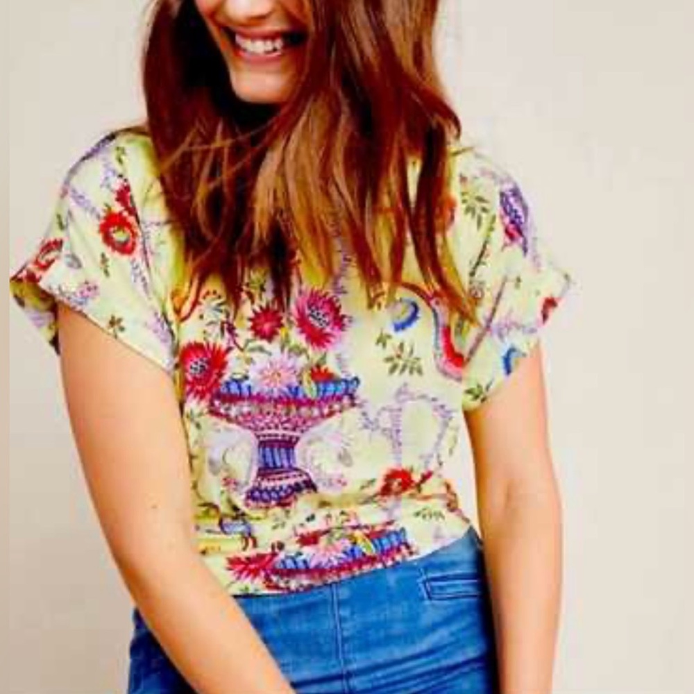 Anthropologie/Maeve Yellow Silk Garden Blouse
